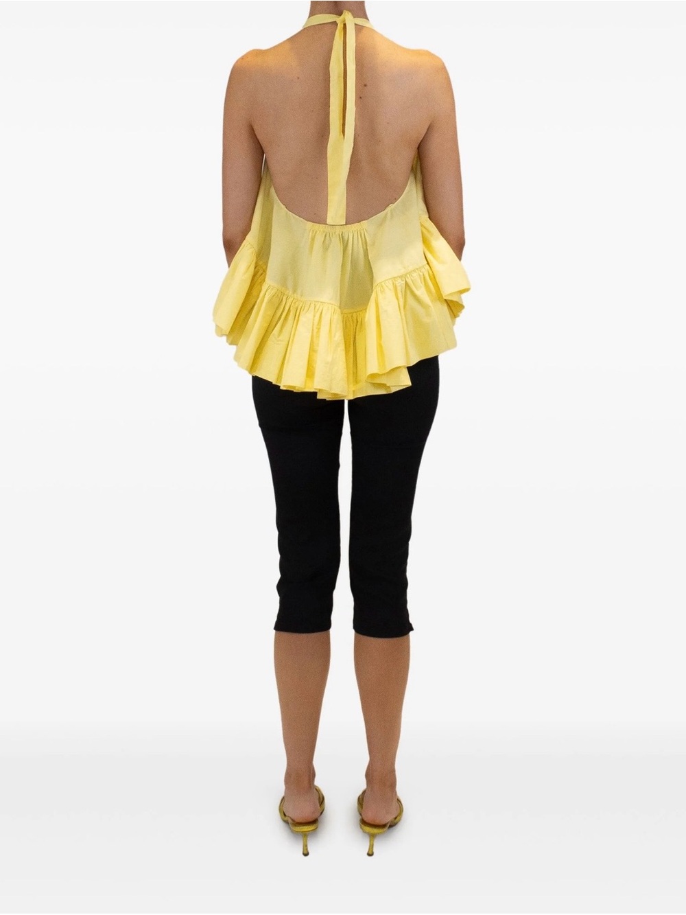 Yellow Halter Ruffle Swing Top - - Picture 2 of 2
